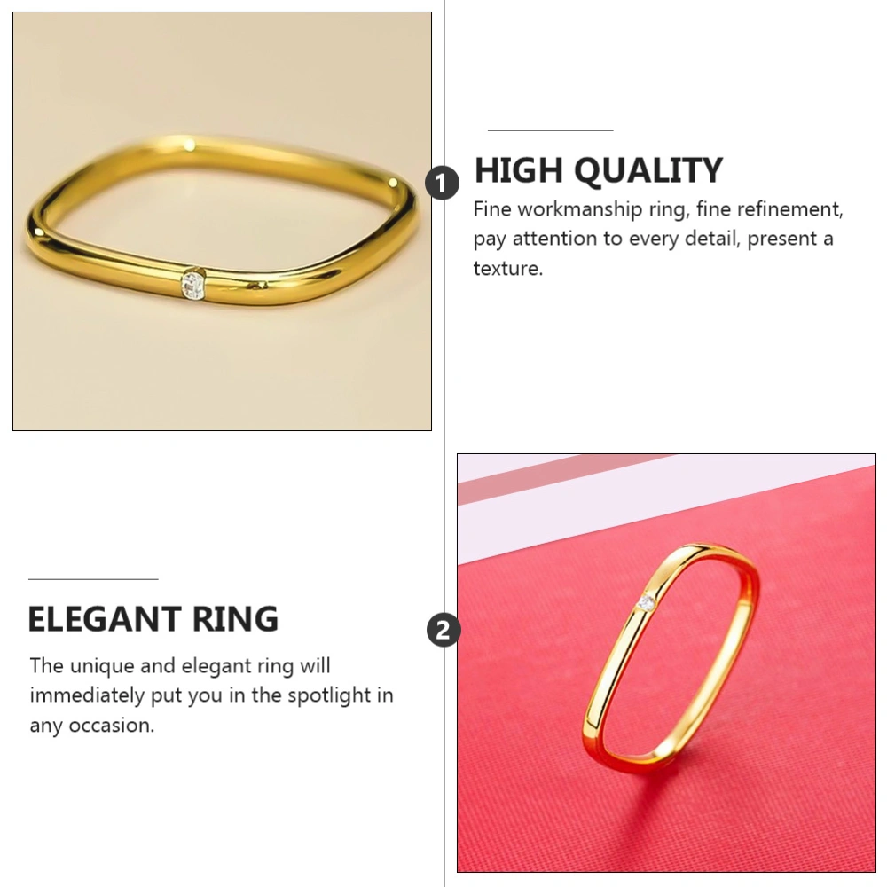 1Pc Square Round Finger Ring Simple Creative Ring Women Jewelry Golden