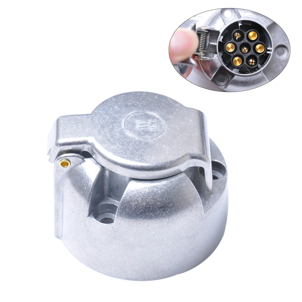 7 Pin Car Connector Circular Aluminium Alloy Trailer Socket 12V for European Standard A0201