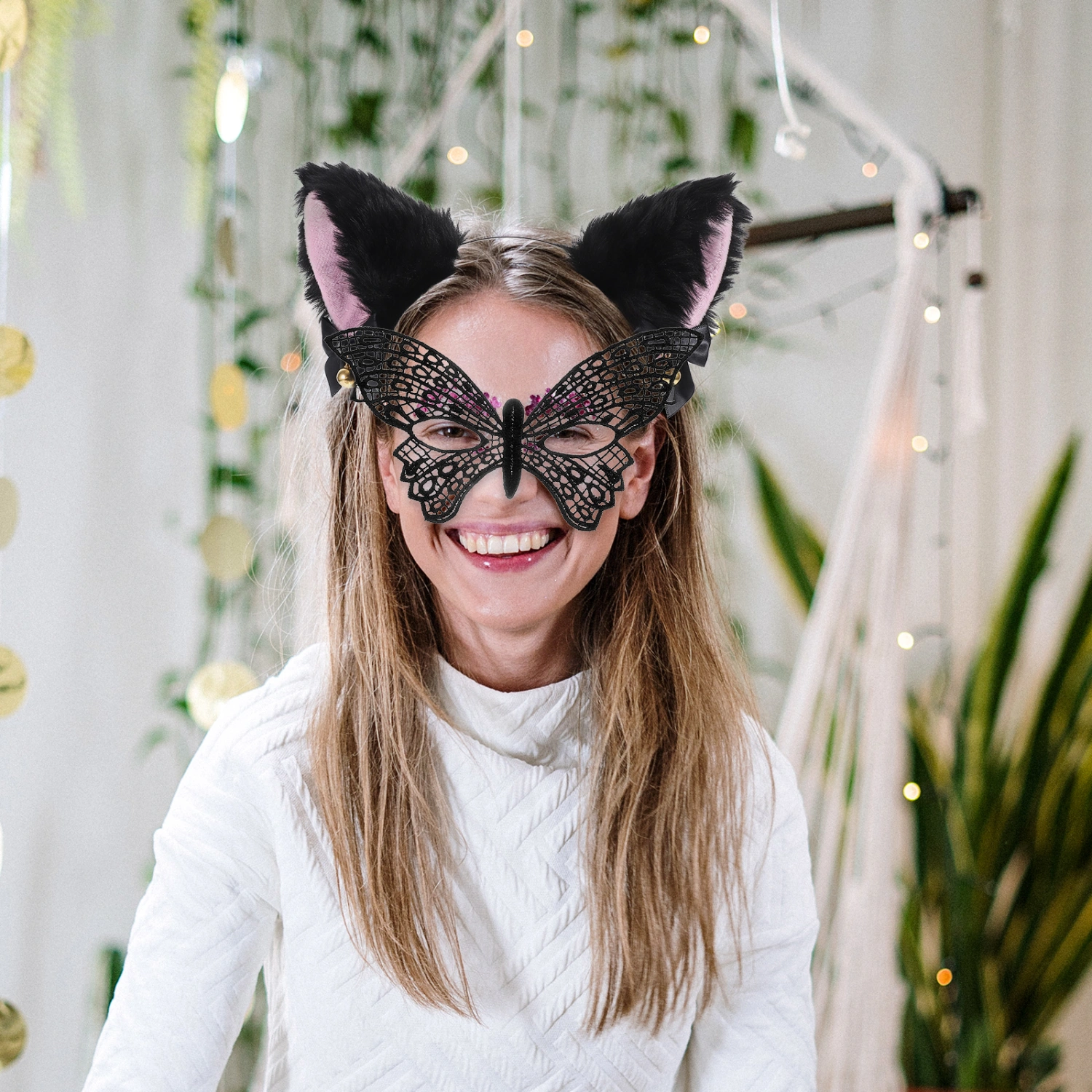 1 Set Halloween Headband Mask Props Animal Ear Headband Halloween Party Masquerade Mask Props