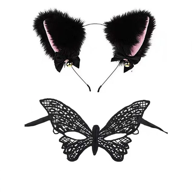 1 Set Halloween Headband Mask Props Animal Ear Headband Halloween Party Masquerade Mask Props