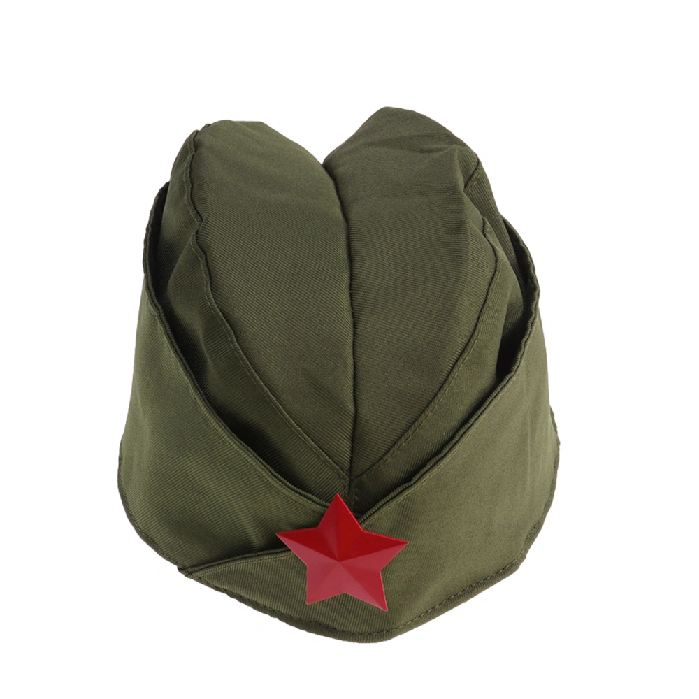 1PC Red Star Military Stage Performance Sailor Dance Boat Russian Tricorne Green