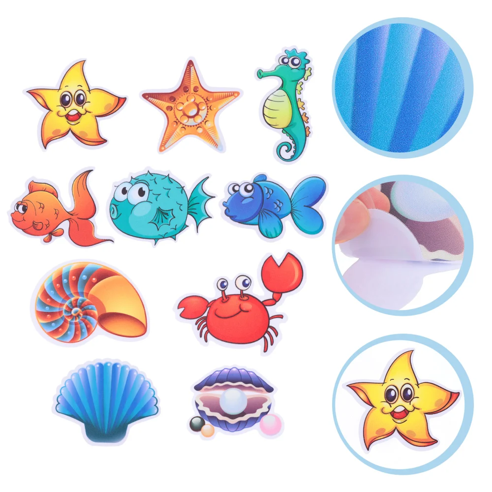 10Pcs Bathtub Stickers Nonslip Waterproof Ocean Animals Stickers for Shower