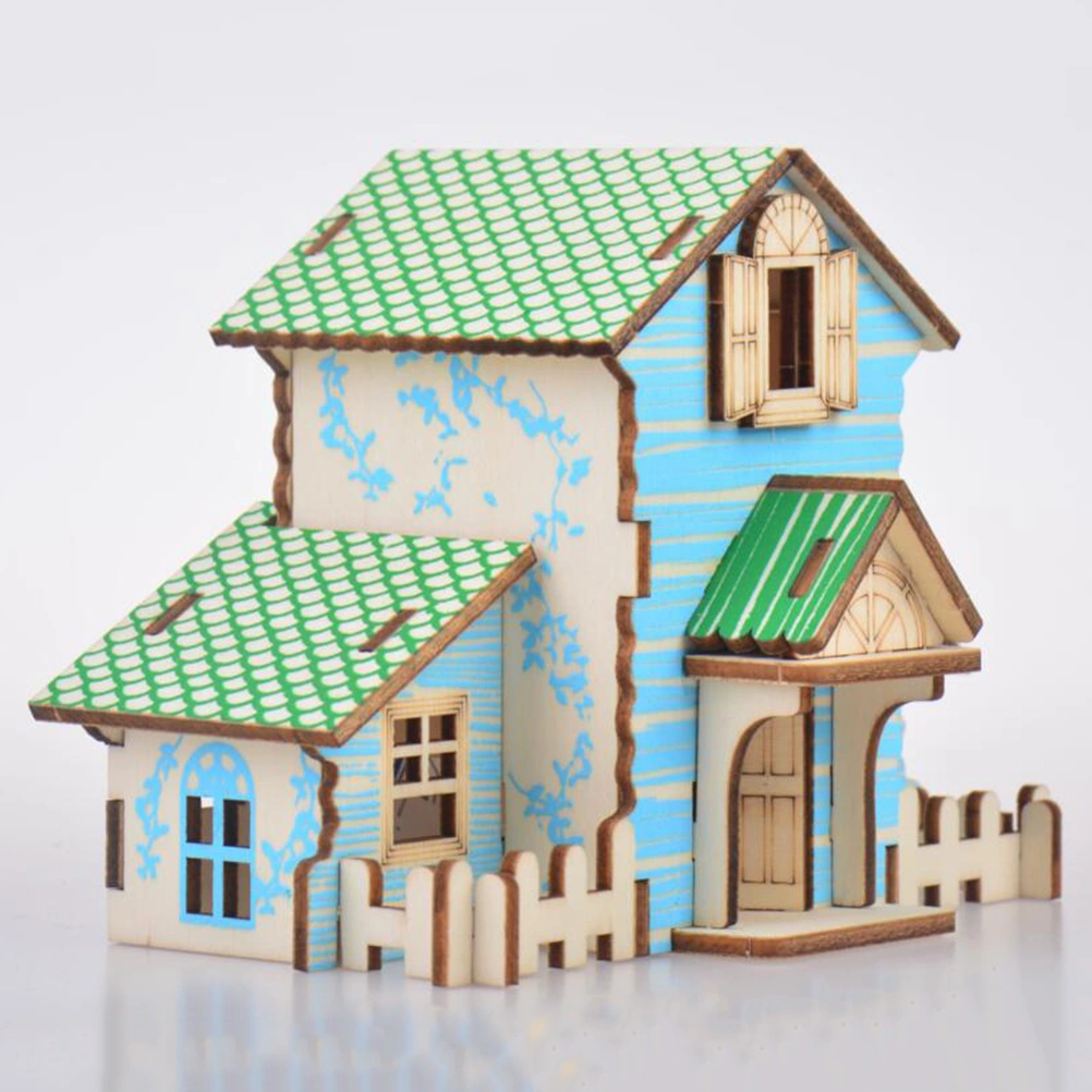 1pc 3D Wooden House Puzzle Educational Board Toy DIY Funny Jigsaw for Kids Children (Forest Cottage)