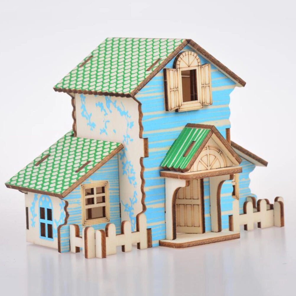 1pc 3D Wooden House Puzzle Educational Board Toy DIY Funny Jigsaw for Kids Children (Forest Cottage)