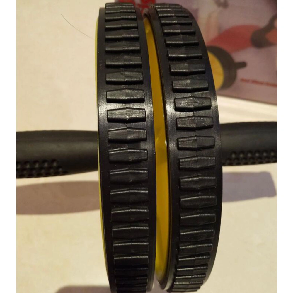 175mm Abdominal Exercise Roller Steel Tube PVC Double Wheel Abdomen Training Roller Mute Abdominal Wheel (Yellow)