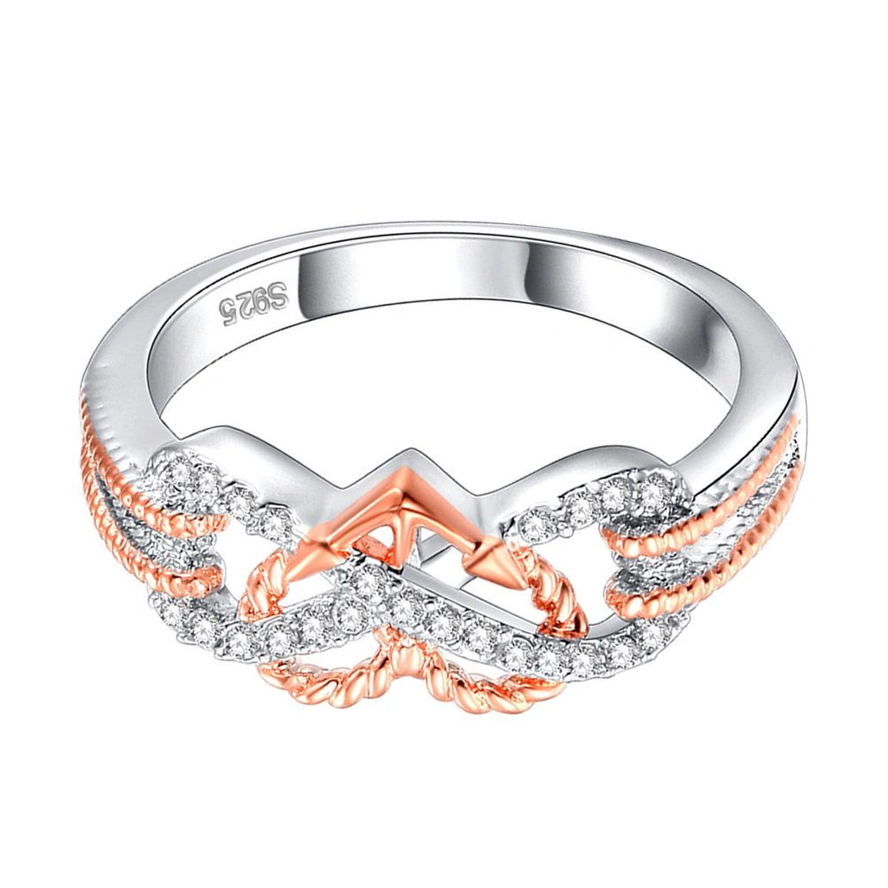 Heart Jewelry Rings Fashion Crystal Engagement Ring Wedding Ring for Women - Size 9 (Rose Gold and Silver)