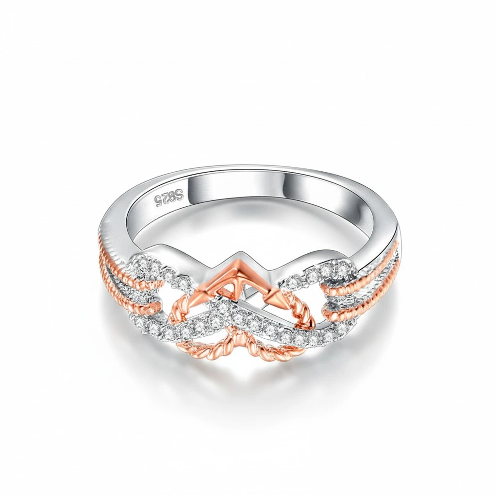 Heart Jewelry Rings Fashion Crystal Engagement Ring Wedding Ring for Women - Size 9 (Rose Gold and Silver)