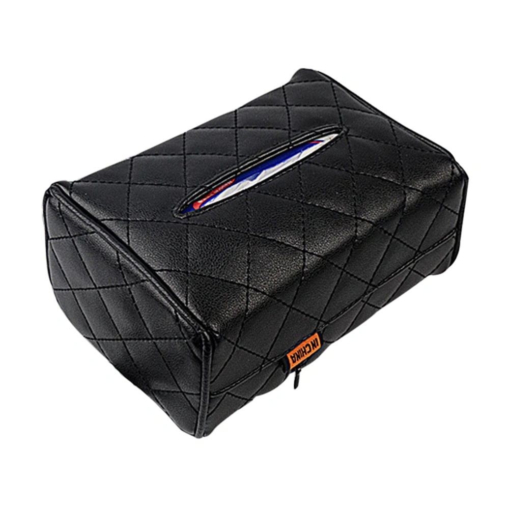 PU Leather Suspension Tissue Box Cover Holder for Car(Black)