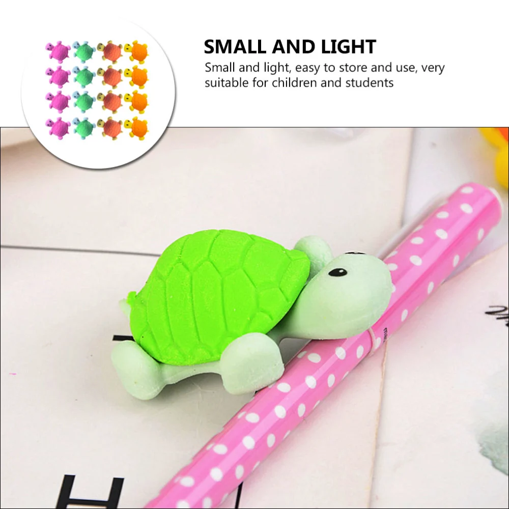 24Pcs Funny Lovely Tortoise Eraser Cartoon Painting Eraser Gift (Random Color)