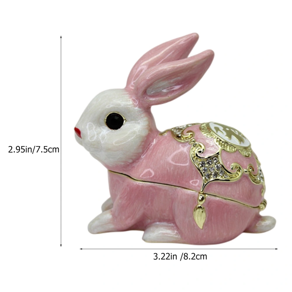 Rabbit Shaped Enameled Trinket Box Small Jewelry Organizer Table Decoration