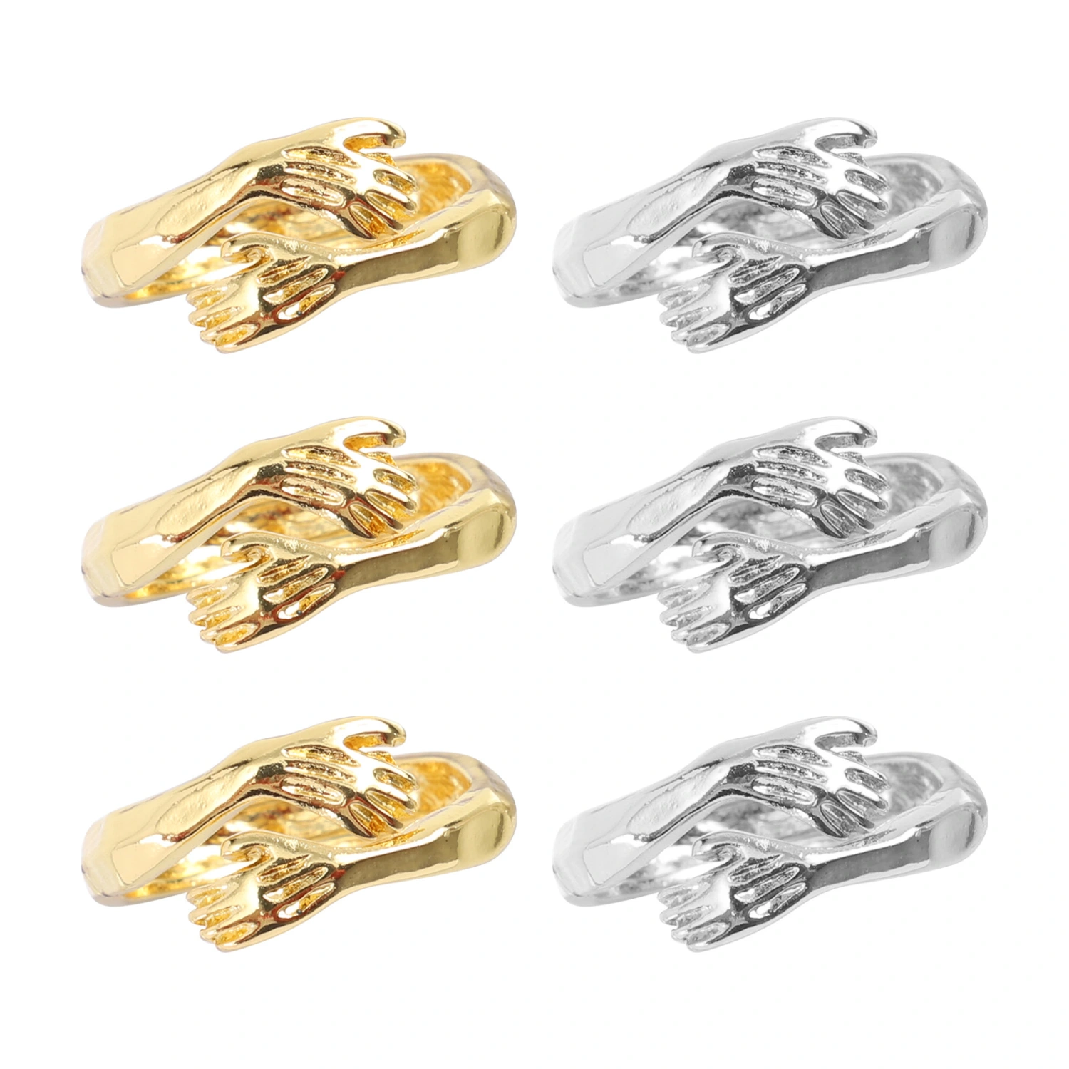 6pcs Adjustable Couple Rings Stylish Cuddling Rings Romantic Lover Jewelry Rings