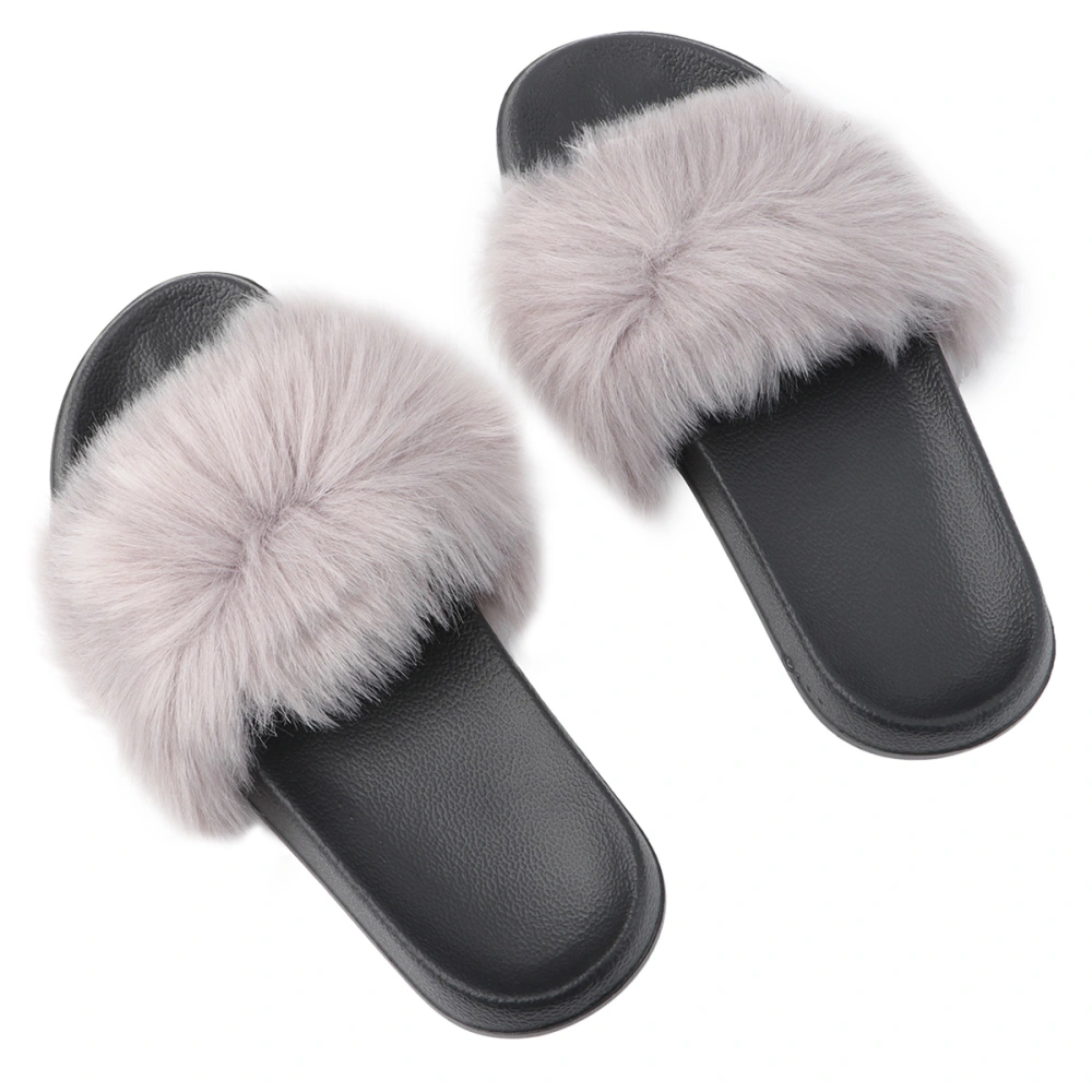 1Pair of Slippers  Winter Indoor Slippers for Women Girls Ladies Size 9.5US,7UK，41EU,10.4145Inch (Light Grey)