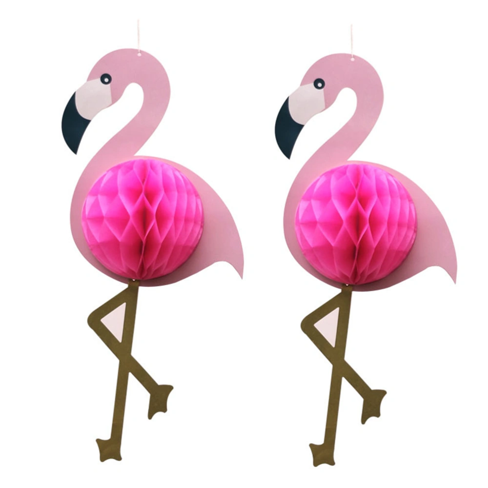 3 Pcs Pink Flamingo Honeycomb Decorations Luau Birthday Hawaiian Party Supplies (Pink)