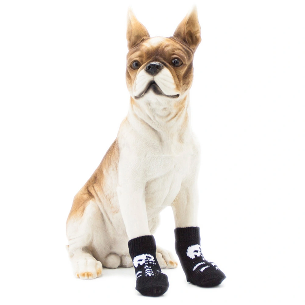 1 Set of Practical Pet Non-slip Cotton Socks Lovely Dogs Winter Warm Socks for Small Dog Puppies (Black and White Skull - M)