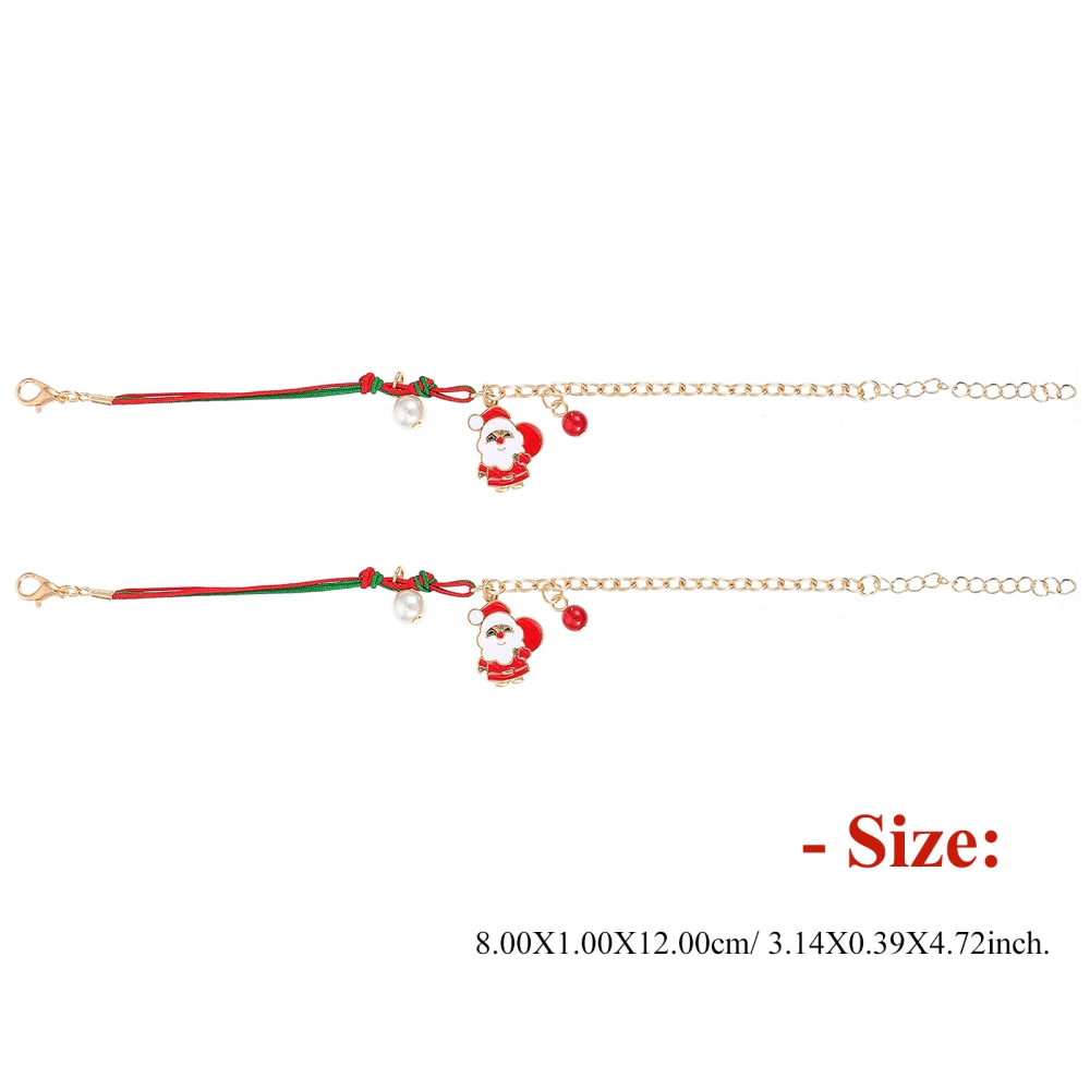 2pcs Festive Charm Chain Christmas Bracelet Alloy Wrist Chain Bangle