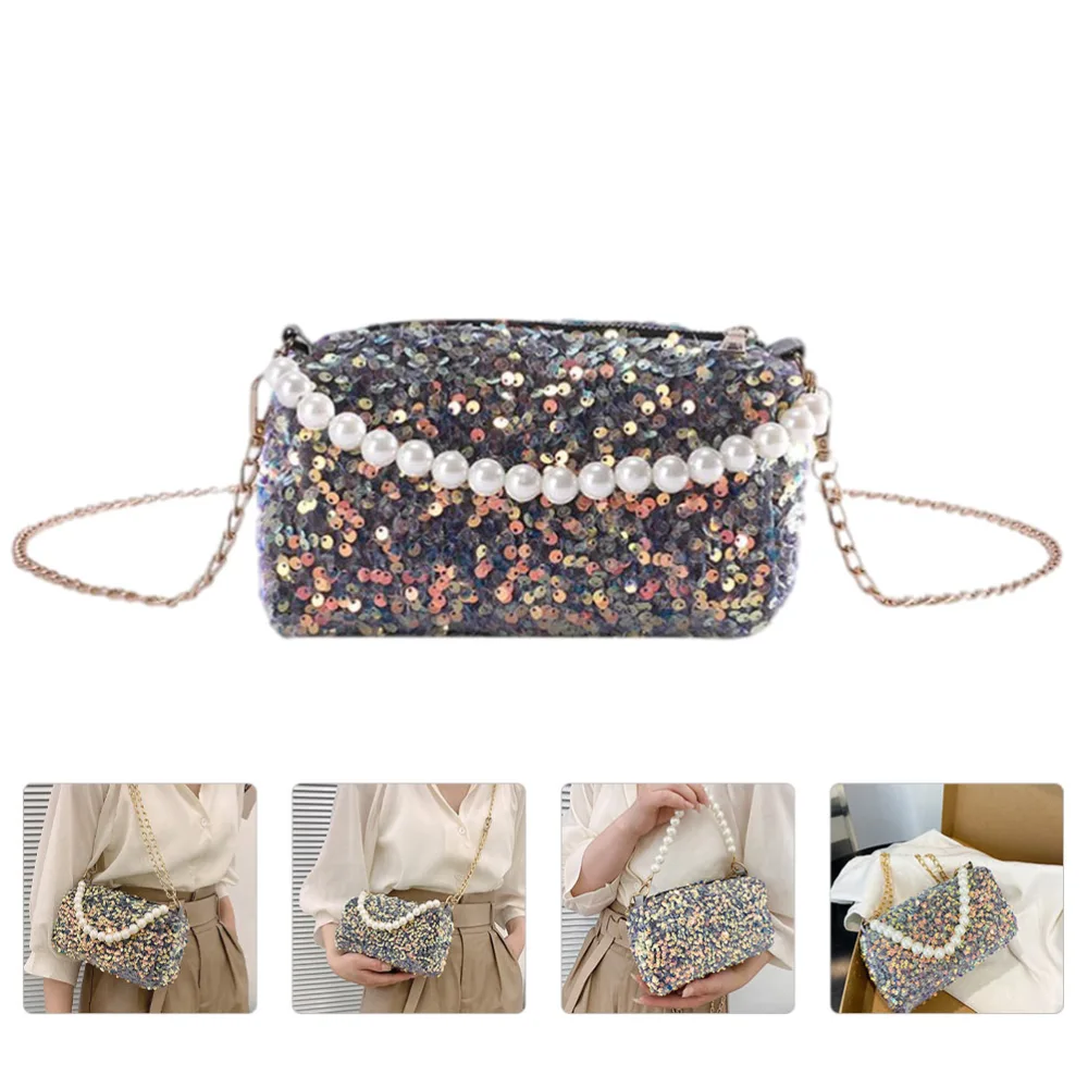 1pc Sequins Chain Bag Women Single Shoulder Bag Cross Body Bag Massenger Bag