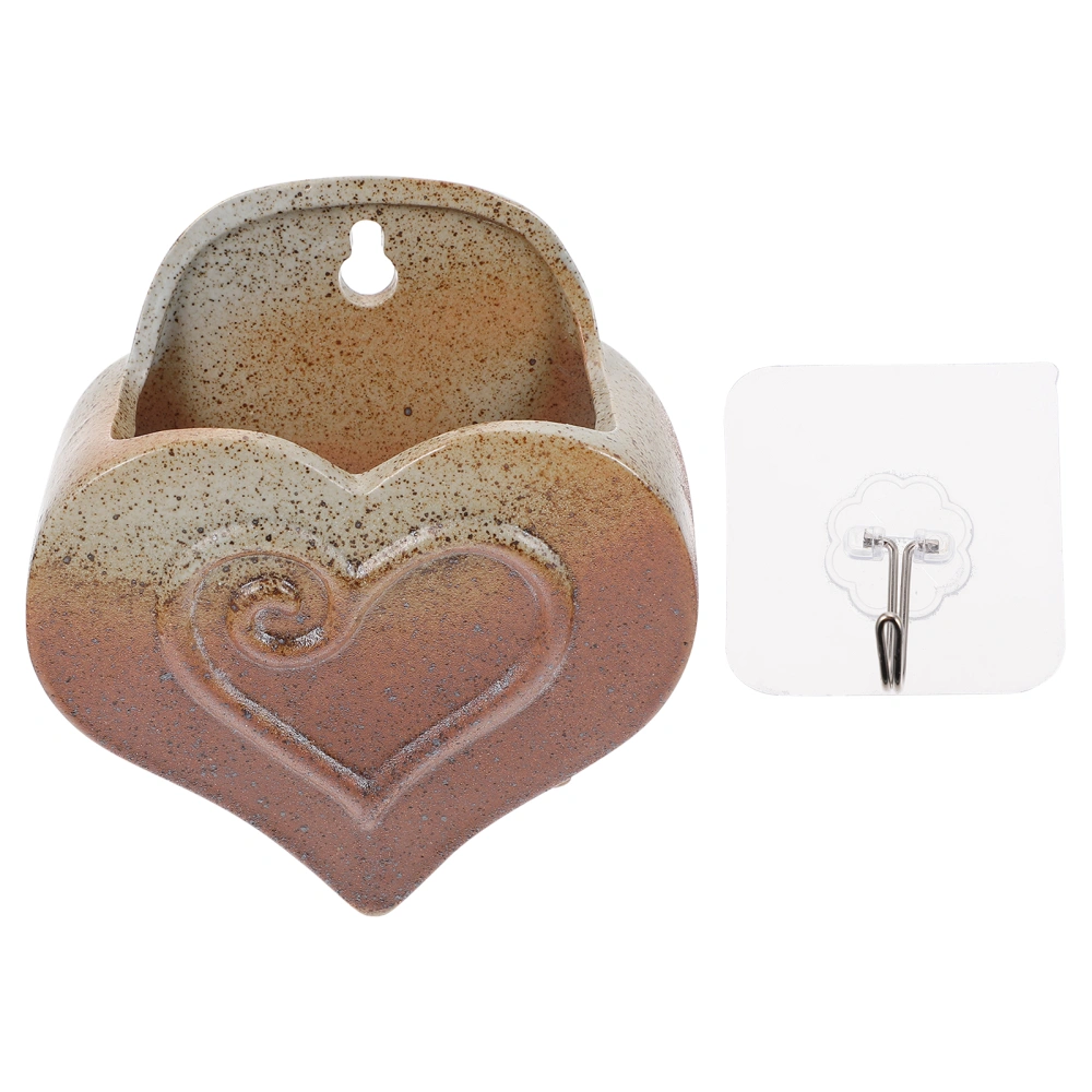 1Pc Wall Hanging Flowerpot Ceramic Heart Shaped Plant Pot Decorative Planting Pot