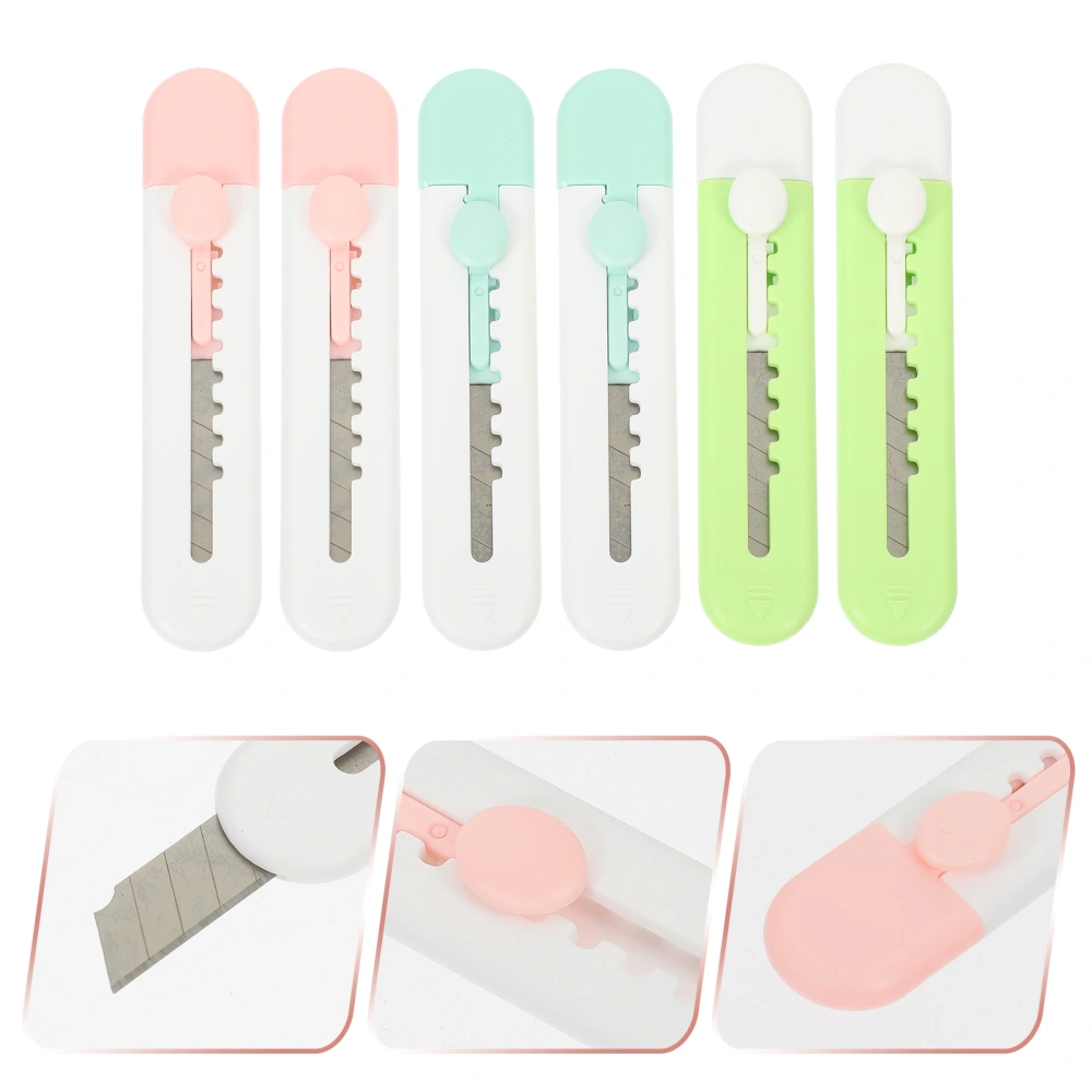 6Pcs Retractable Box Cutters Portable Paper Cutters Miniature Box Cutters Office Cutter Stationery