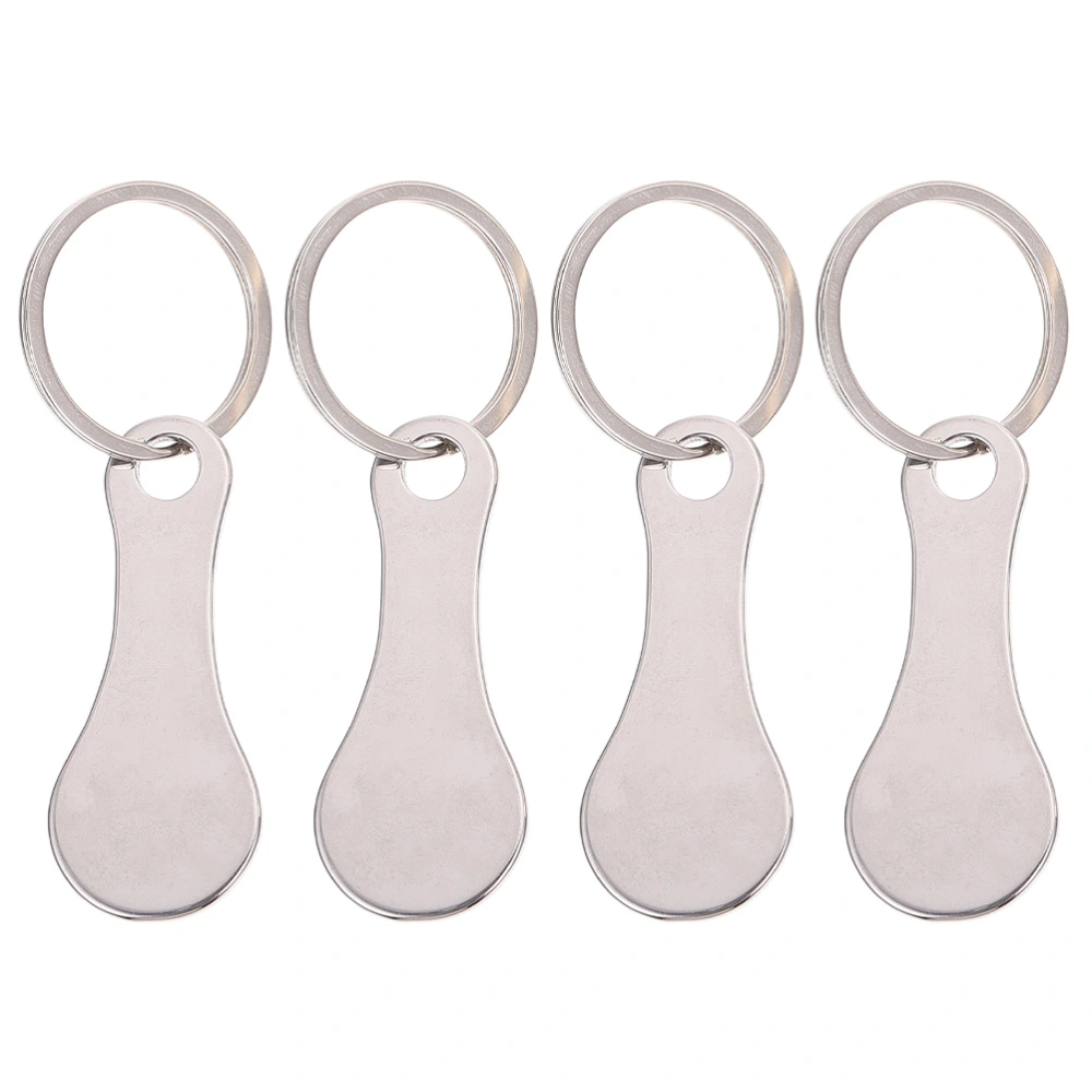 4Pcs Shopping Trolley Tokens Key Rings Stainless Steel Key Rings Portable Trolley Removers