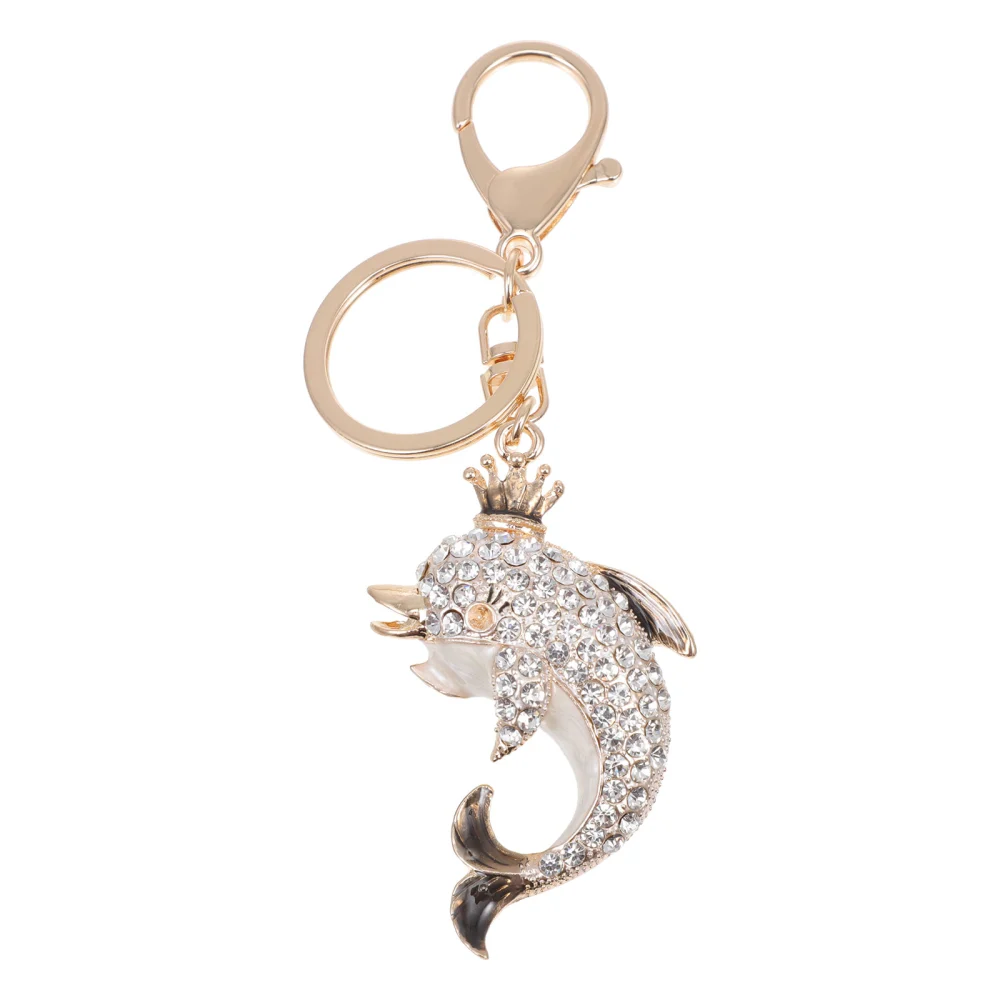 1pc Delicate Dolphin Keychain Creative Keyholder Rhinestone-embedded Keyring