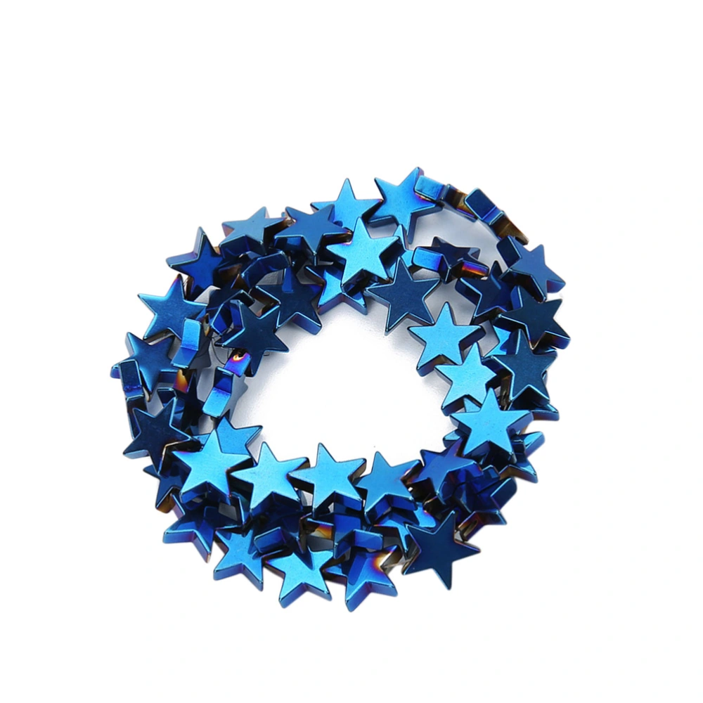 1 Set Five-Pointed Star Loose Bead Hematite Pentastar Loose Beads DIY Jewelry Accessories (Blue 6mm 62 Grains)