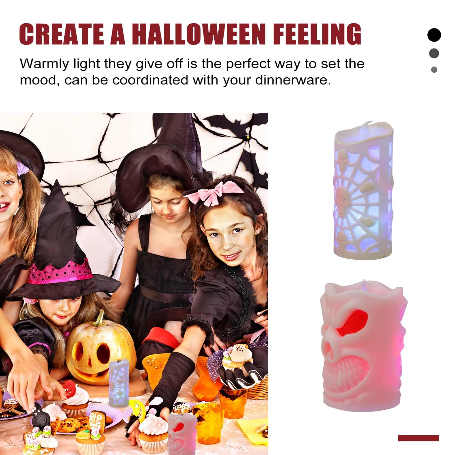 2pcs Halloween Candle Flameless Simulation Candle Light Electric Fake LED Candle