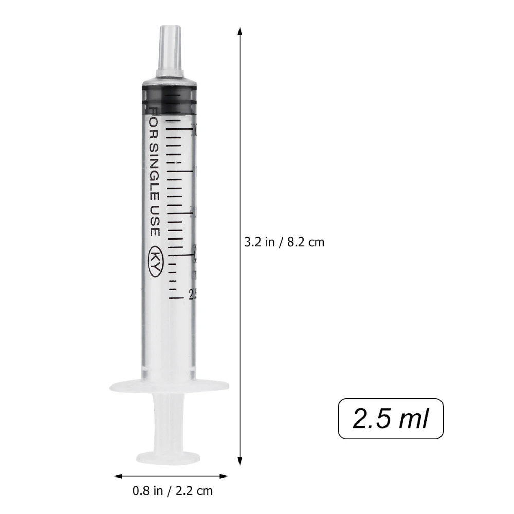 100pcs 2.5ml Disposable  with Measurement Without Needle Push Style Plastic Injector Discard after Use for Scientific Labs Home