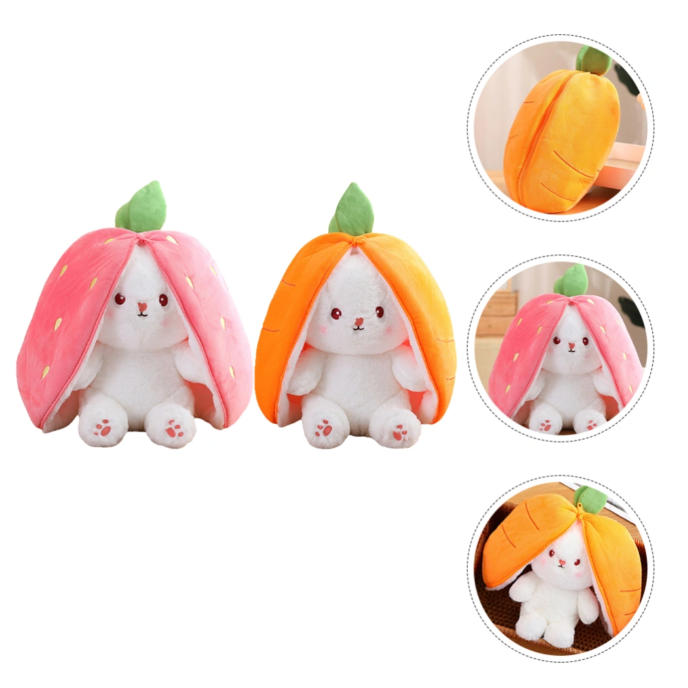 2pcs Stuffed Bunny Plush Toy Cartoon Plush Rabbit Toy Decorative Bunny Throw Pillow Bunny Hiding Doll