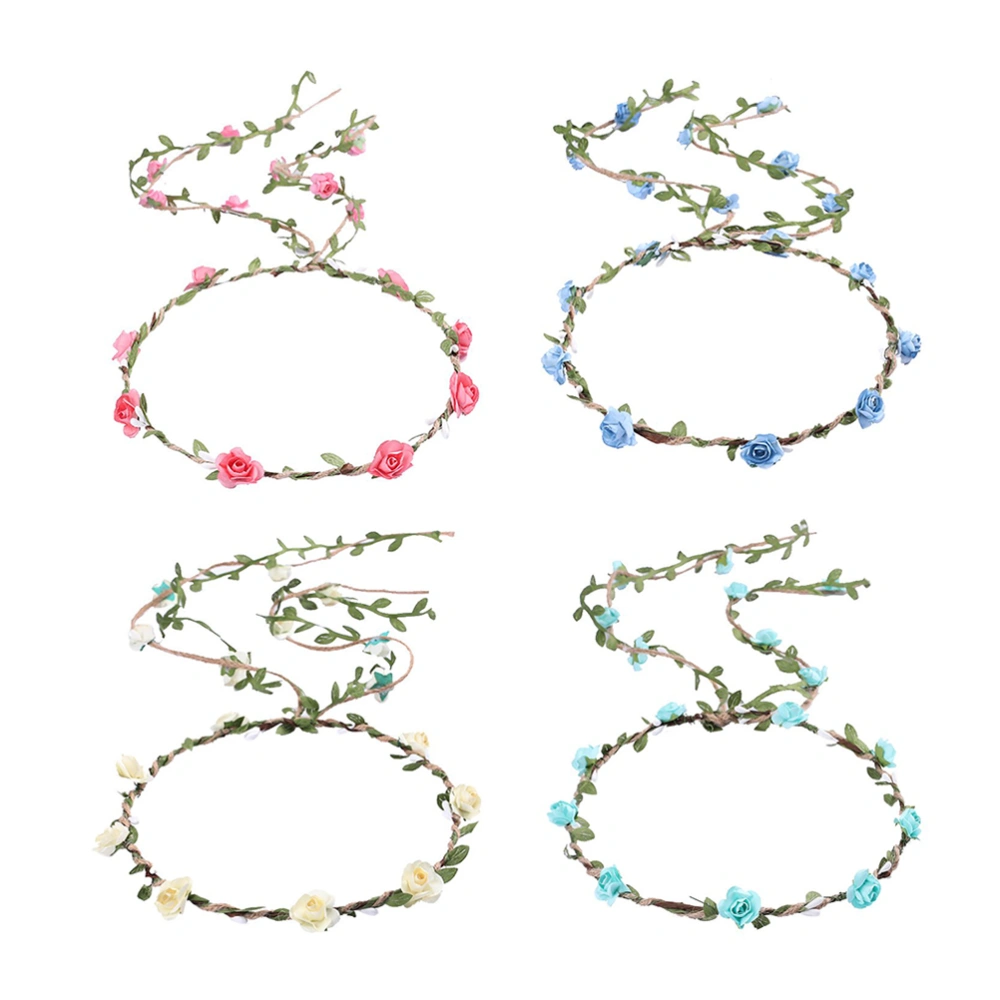 4Pcs Wedding Bride Flower Crown Bridal Garland Headband Wedding Hair Decoration