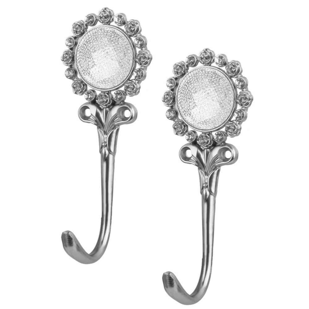 2pcs Curtain Drapery Tiebacks Door Wall Tassel Hooks (Silver)