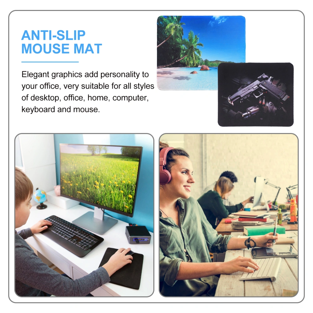 2 PCS Rectangle Mouse Pad Gaming Working Mouse Mat for Home Office Dormitory