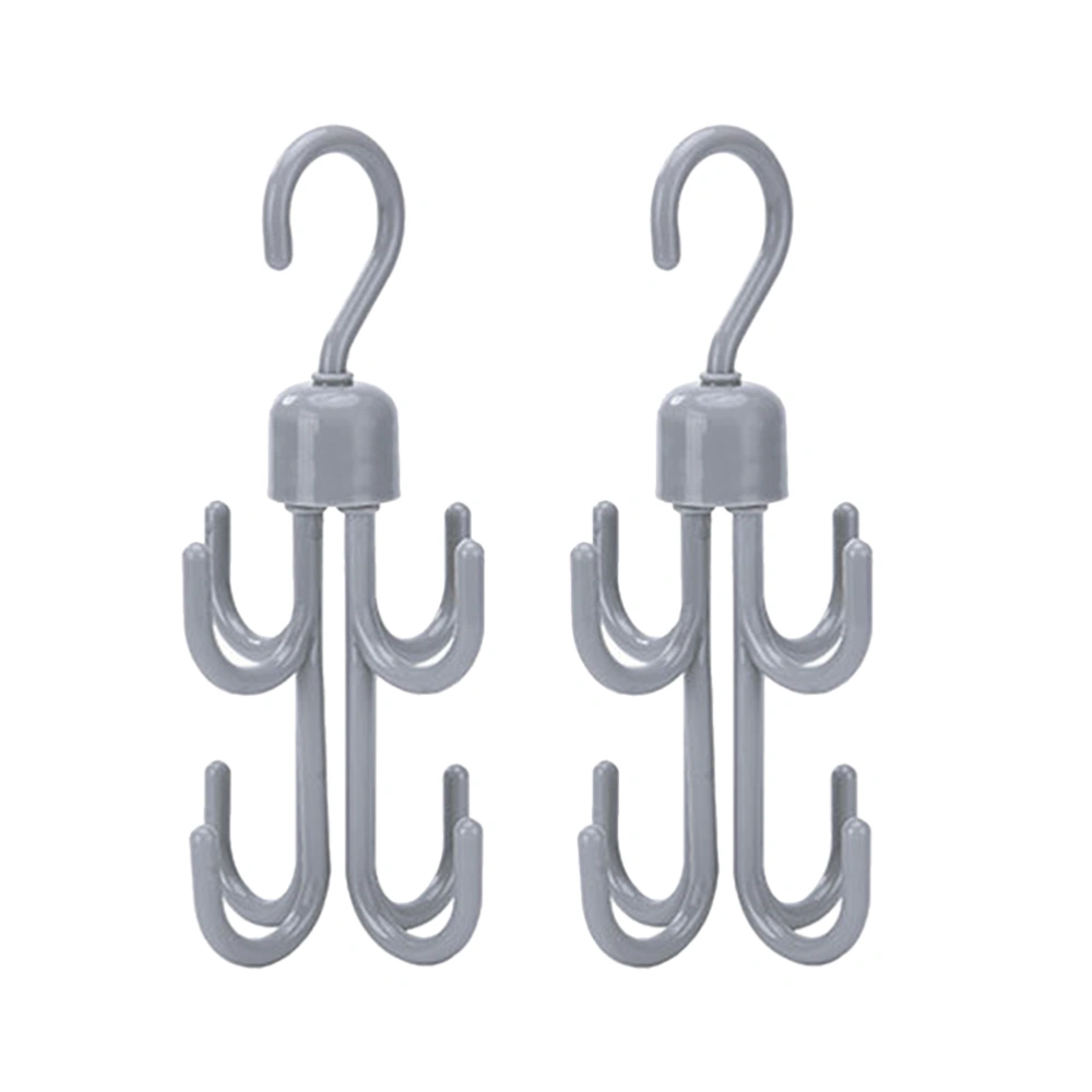 2 Pcs Multifunction Rotating Eight Claw Hooks Hanging Rack Closet Organizer for Home Tie Scarves Shoes (Grey)