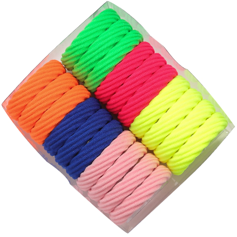 100Pcs Colorful Hair Band Rhombus Hair Rope  Broadside Ventilate Rubber Band for Women Wearing (Fluorescence)