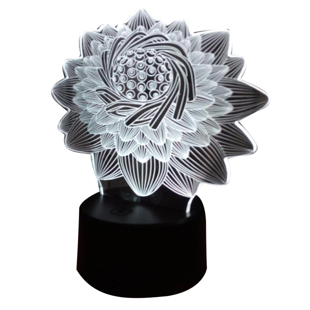 3D Lotus Flower Night Light LED 7 Colors Desktop Light Touch Switch Decorative Lamp Gifts for Birthday Wedding (Black Base and )