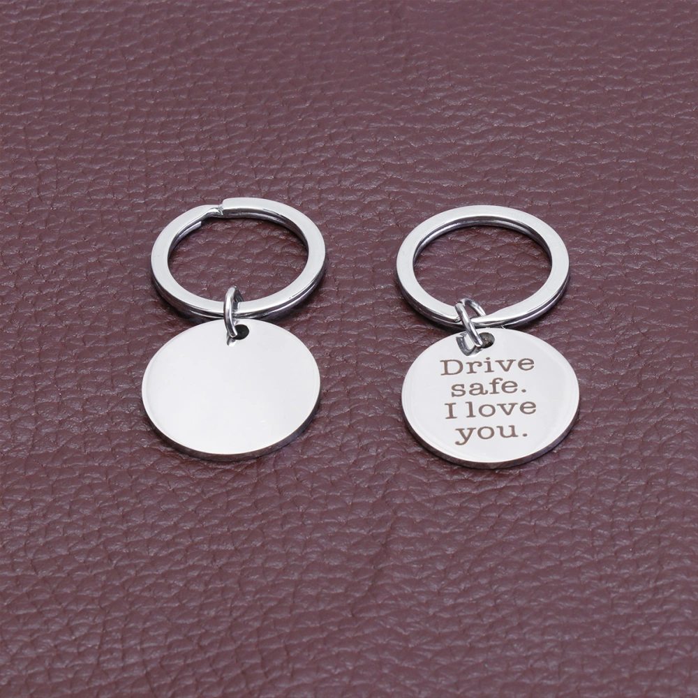 2pcs Silver Keychain Decor DRIVE SAFE Letter Printing Hanging Keyring Grape Key Holder Gift Bag Pendant for Valentine's Day