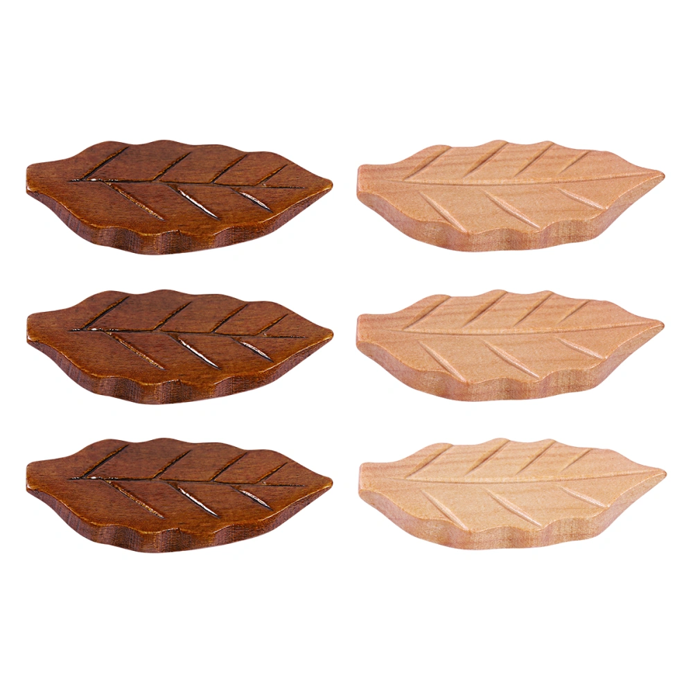 BESTONZON 6PCS Chopstick Holder Nanmu Leaves Shape Chopstick Rack Chopstick Tray for Home Kitchen Dining Room