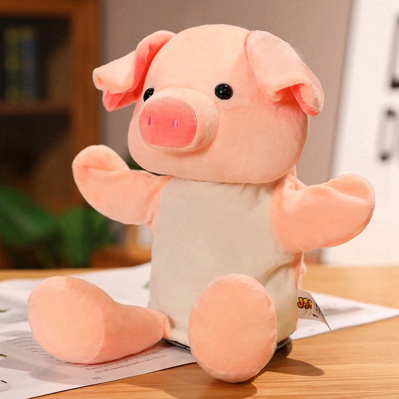 Pig Hand Puppet Interactive Plush Pig Doll Kids Role Play Toy Stuffed Hand Puppet Toy