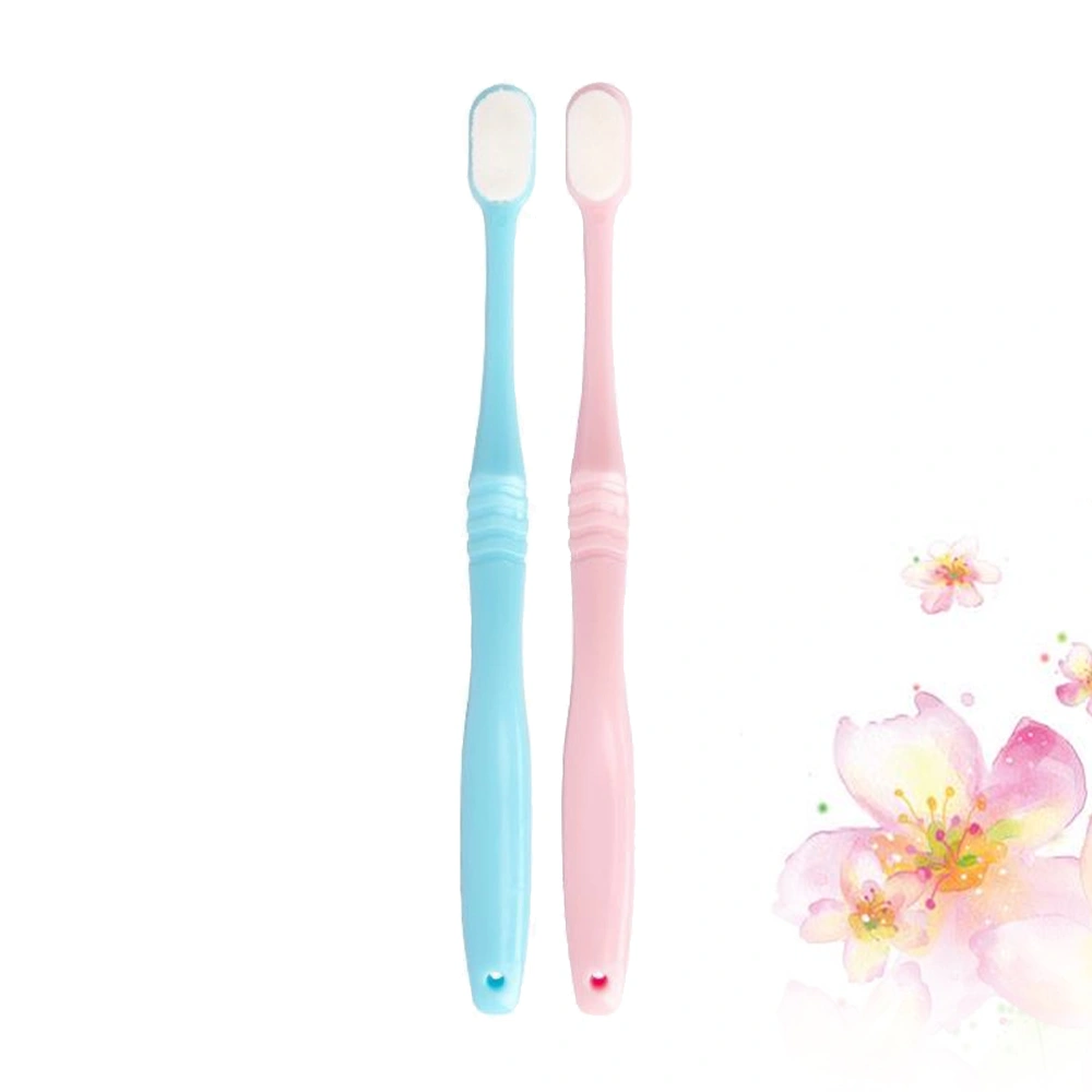 2pcs Dense Bristle Toothbrushes Postpartum Superfine Toothbrushes Oral Cleaning Brushes Oral Care Tool (1pc Blue Brush + 1pc Pink Brush)