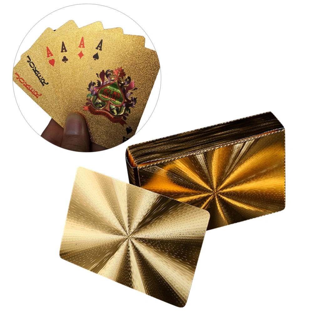 1 Set Waterproof Playing Cards Plastic Poker Shiny Playing Cards Tool Entertainment Prop Game Toy for Home Bar Office (Golden)