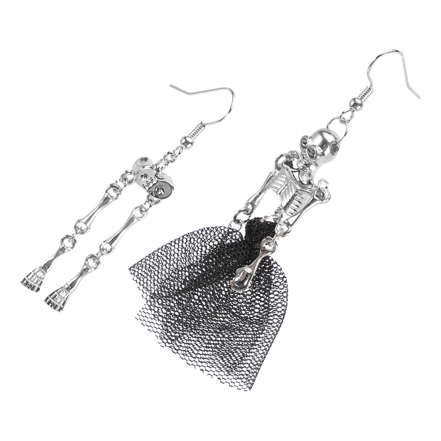 1 Pair Punk Style Dangle Skull Earrings Gothic Skeleton Bride Earrings Wedding Dress Earrings