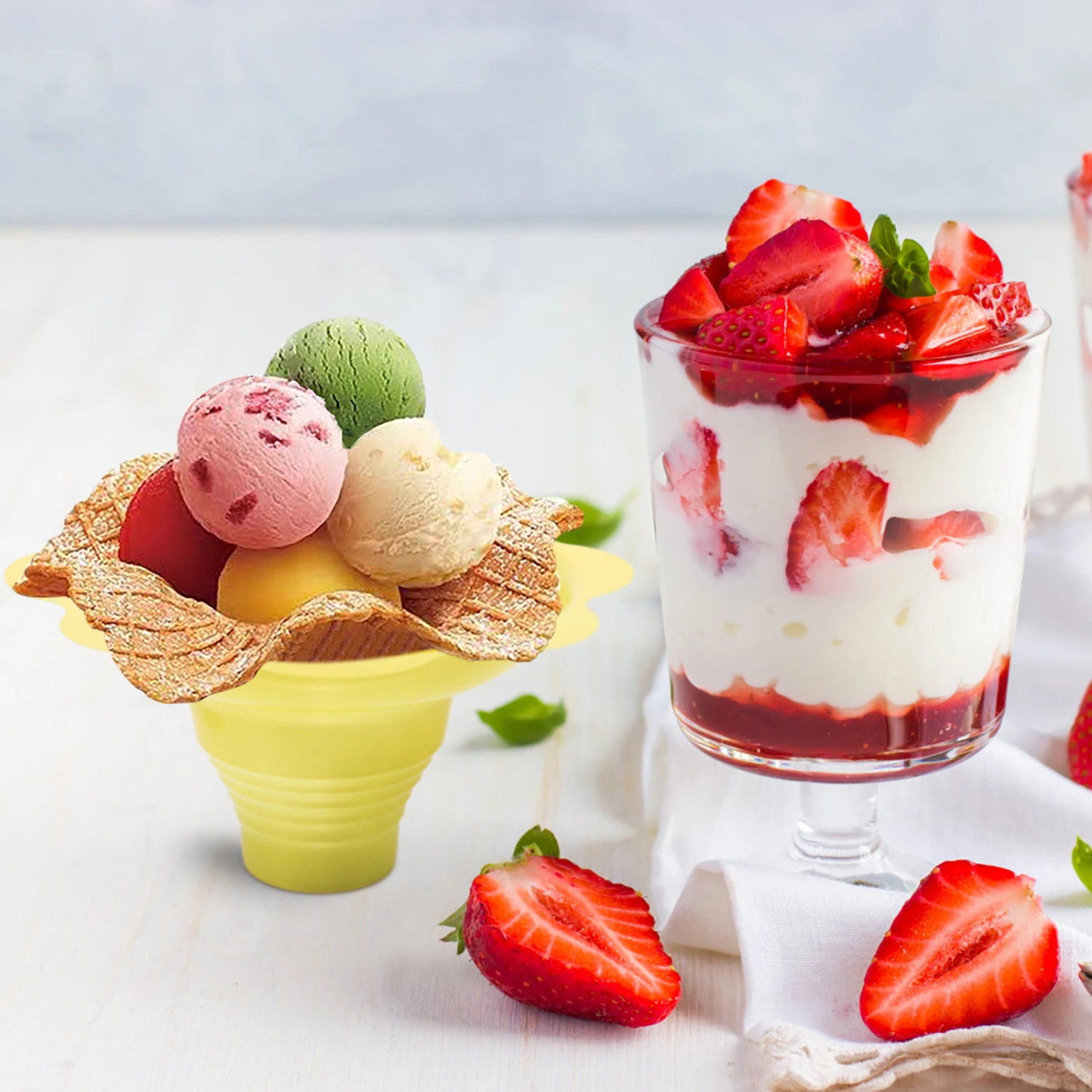 50pcs Disposable Yogurt Cups Multipurpose Snow Cone Cups for Ice Cream Smoothie