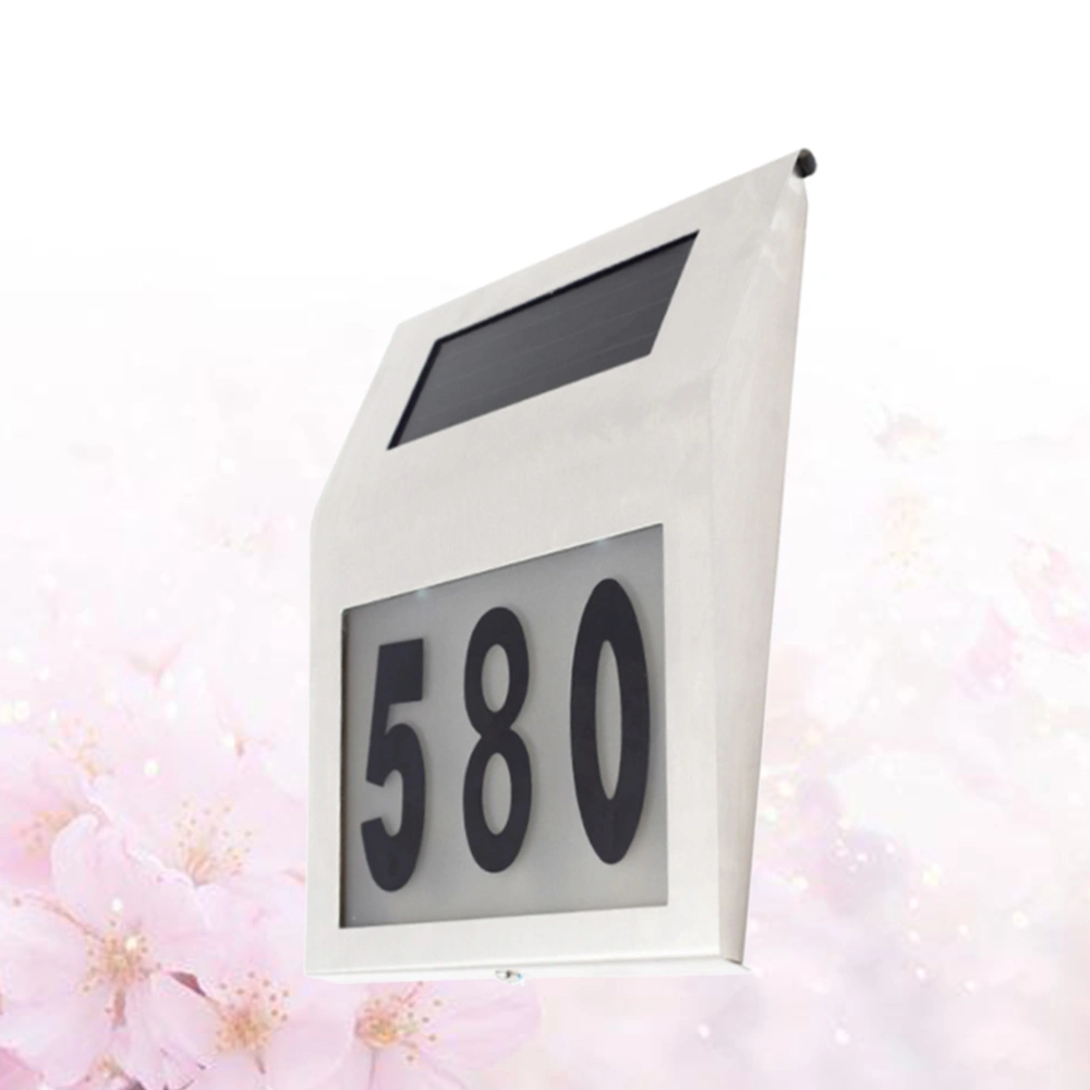 2pcs Solar Lighted Address Sign Lamp Stainless Steel Cover House Number Wall Lamp House Street Alphanumeric Number Light