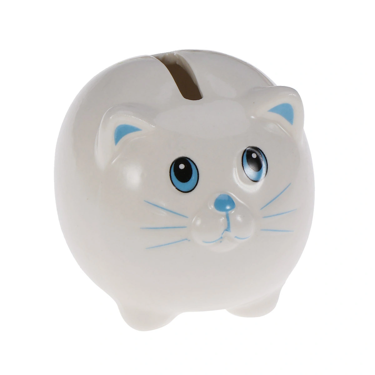 Ceramic Piggy Bank Cat Safe Money Coins Banknotes Saving Box for Kids Boys Girls (Blue)