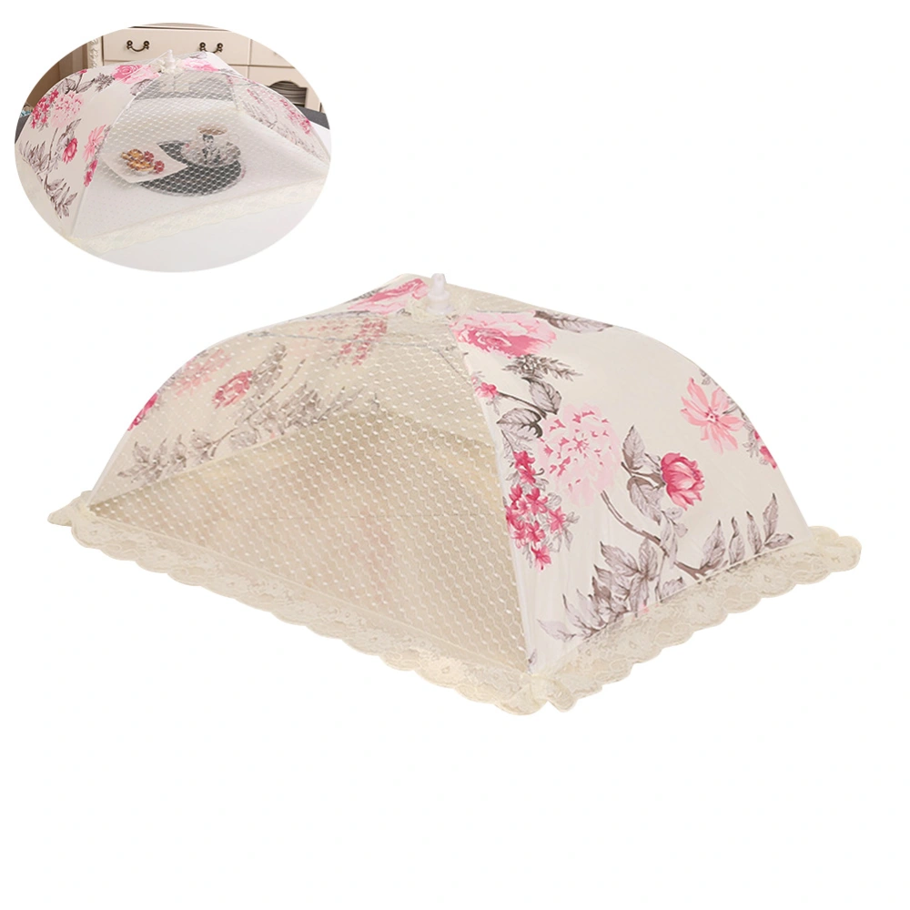 Lace Foldable Umbrella Food Cover Tent Protector Umbrella Screens to Keep Bugs and Flies Away From Food at Home Picnics (Beige)