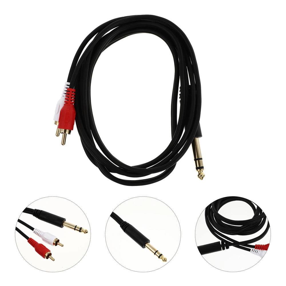 1 Pc 6.35mm Patch Cable Stereo to Double Mono Instrument Wire Accessory (Black)