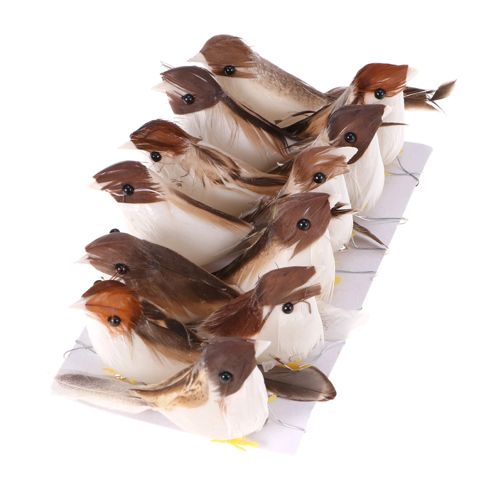 12Pcs Big Size Artificial  Bird Birds Photo Props Home Table Garden Bonsai Decor ( Random)