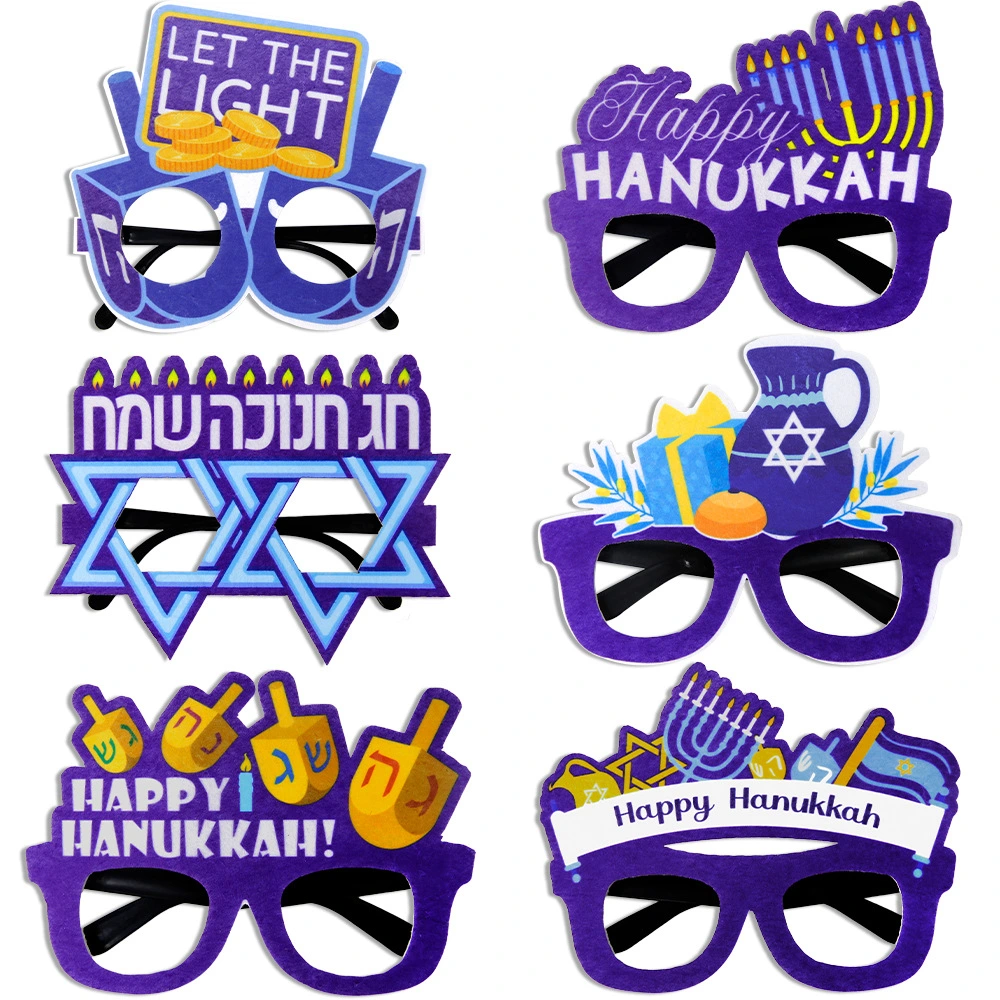 6pcs Happy Hanukkah Eyeglasses Hanukkah Glasses Frame Hanukkah Decorative Eyewear