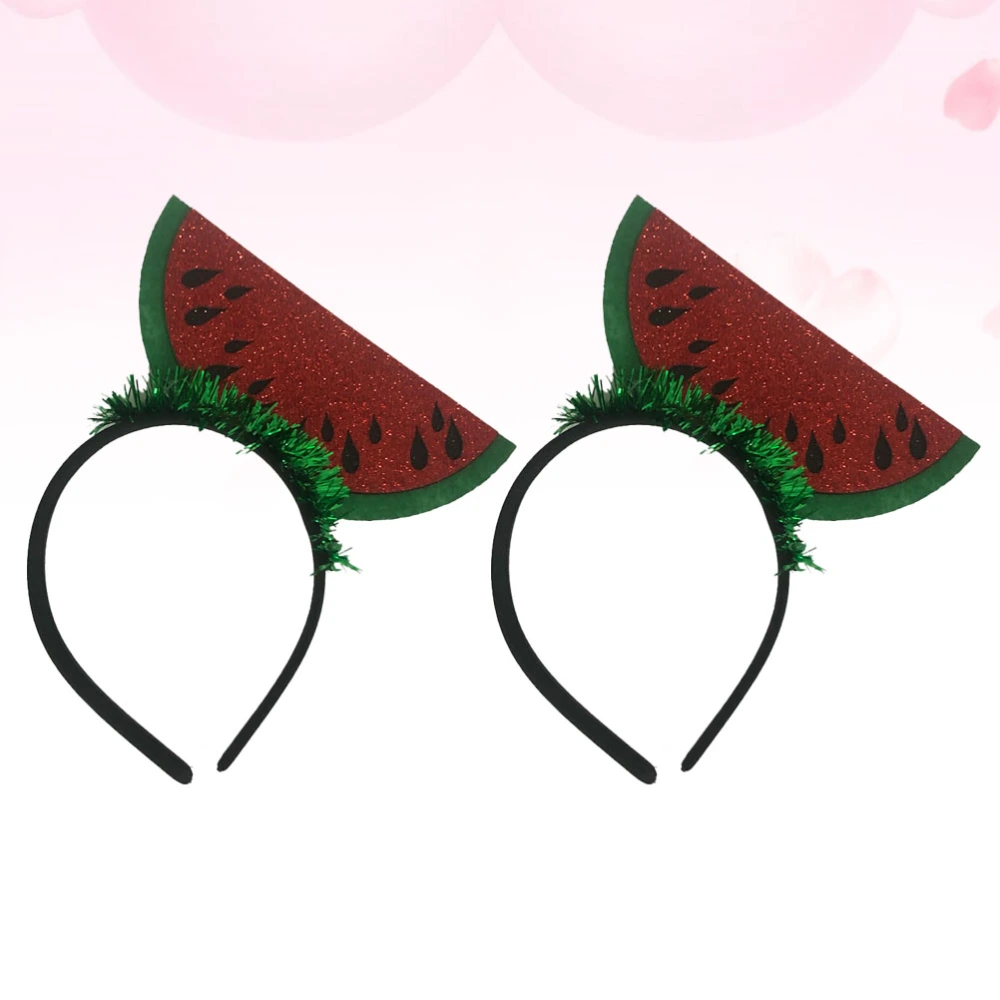 2pcs Watermelon Design Headband Chic Hair Hoops Stylish Headdress Hair Accessories Party Favors Supplies for Decor Use