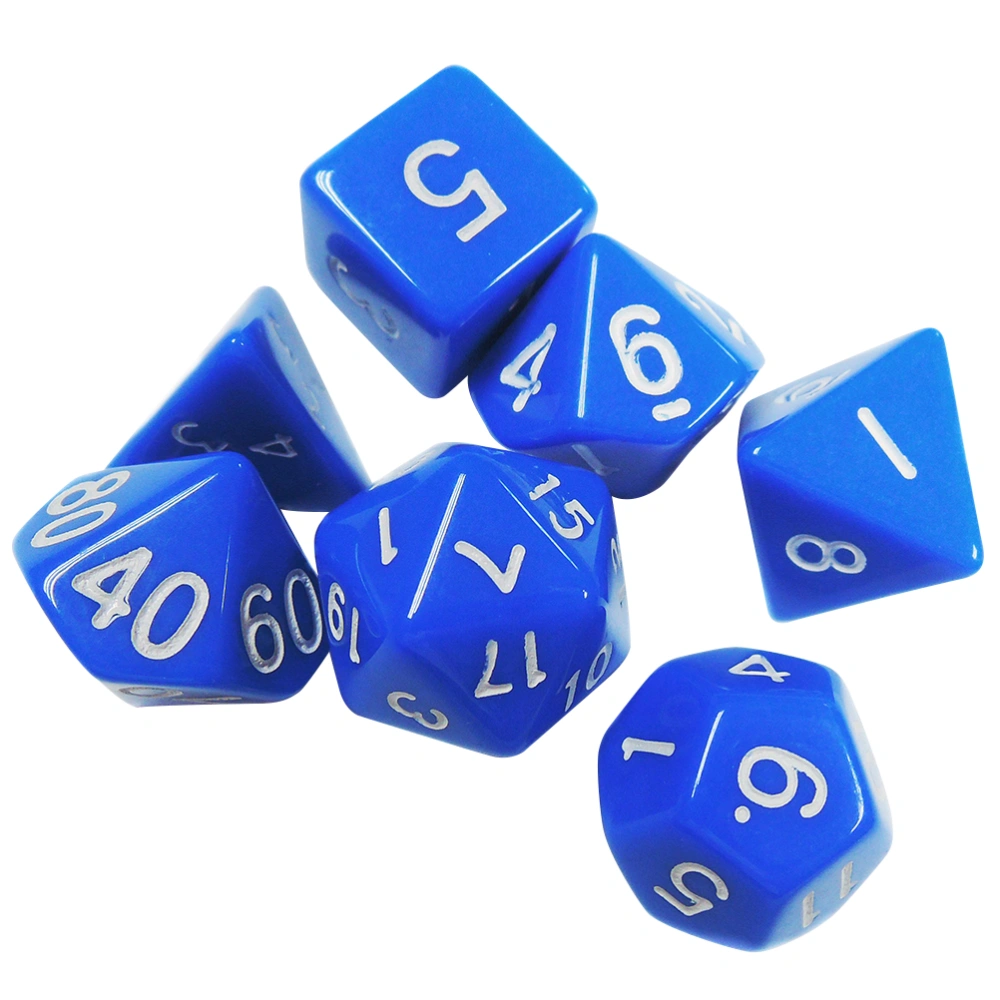 Polyhedral Dice Set 4 Sided-20 Sided Multi Sided Acrylic Dice Game Favours for D & D Games (Blue)