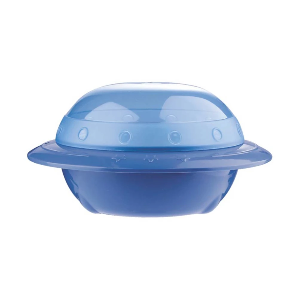 1pc Stainless Steel Cartoon Flying Saucer Multi-purpose Insulated Bowl for Home (Blue)